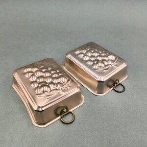 Pair Vintage Copper Aluminum Mini Grape Cluster Jello Molds - Wall Hanging Decor